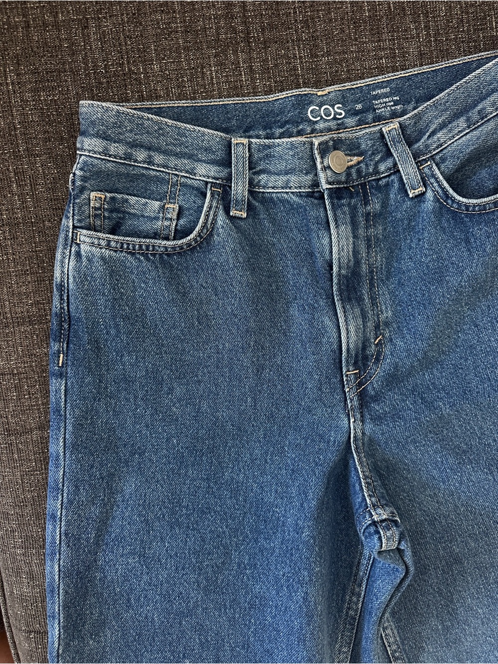 COS Tapered Leg High Rise Ankle Jeans Blue Denim Size 26 - Picture 3 of 13
